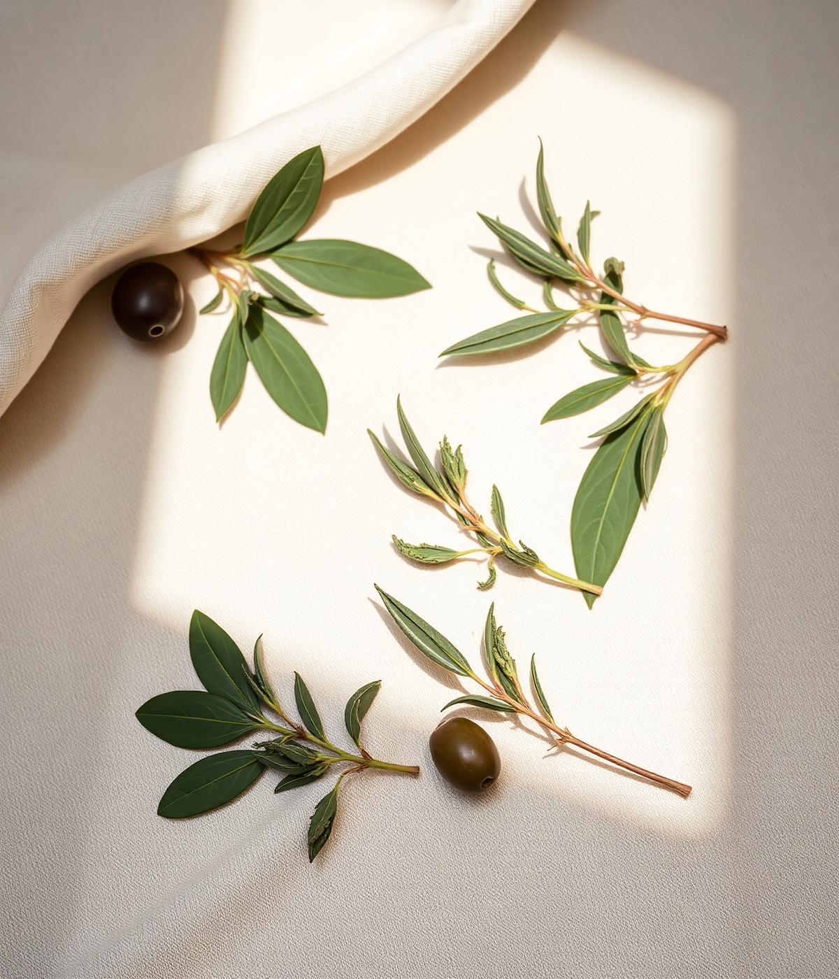 Sage and herbs on warm linen